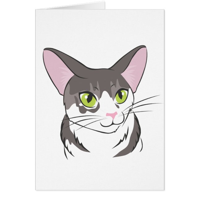 Cartão Cinza e Gato Branco (Frente)