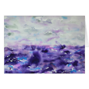 Cartão Cinza E Impressionista Roxo Paisagem De Aquarela