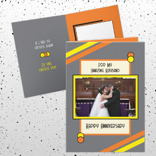 Cartão Cinza laranja do esposo incrível