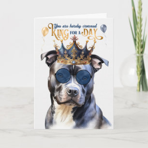 Cartão Cinza Pit Dog King para um aniversário engraçado