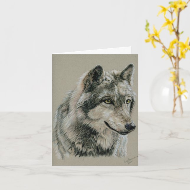 Cartão Cinza Wolf notecard (Flor Amarela)