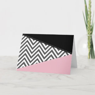 Cartão Cinza Zigzag, Cinza Chevron, Zigzag Patterno, Rosa