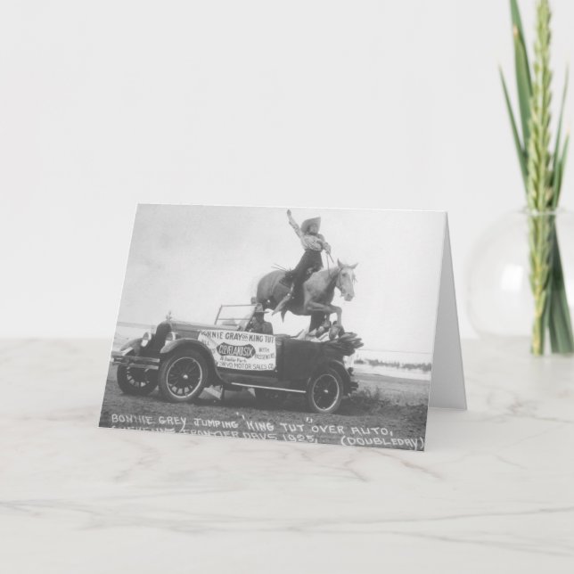 Cartão Cinzas Bonnie que saltam seu cavalo (Frente)