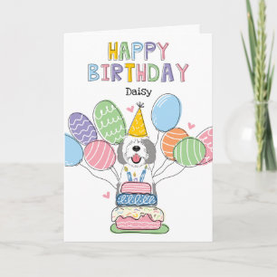 Cartão Cinzas e Ovino Branco Feliz Aniversário