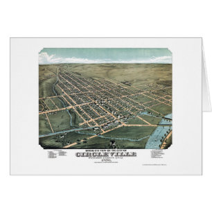 Cartão Circleville, OH, mapa panorâmico - 1876