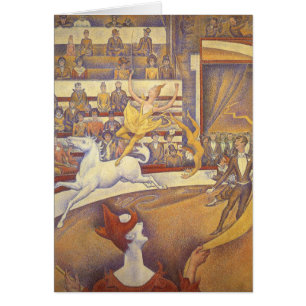 Cartão Circo por Georges Seurat, Arte Pontilhista Vintage