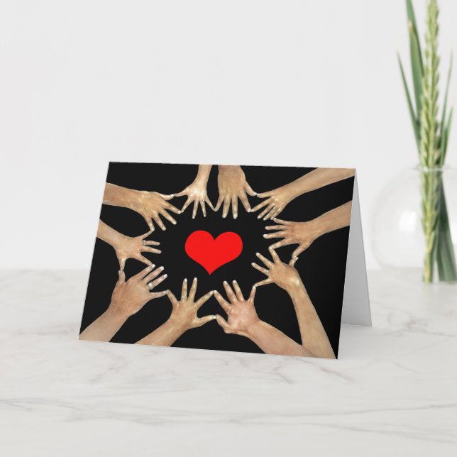 Cartão Círculo de amigos com mensagem inspiradora (Frente)