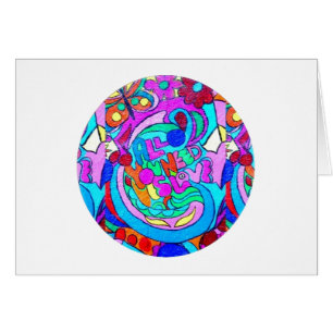 Cartão círculo de amor hippie groovy