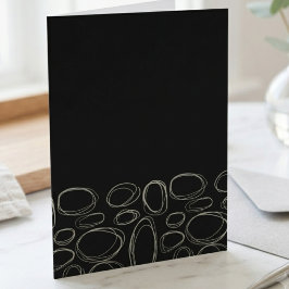 Cartão Círculos de Rabiscos Brancos Minimalistas em Preto