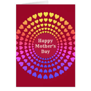 Cartão Círculos do coração do dia de as mães