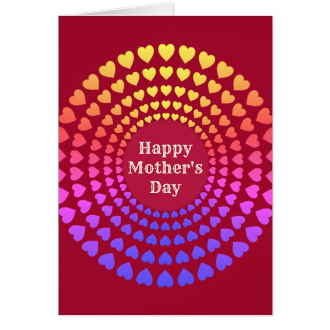 Cartão Círculos do coração do dia de as mães (Frente)