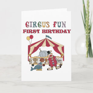 Cartão Circus First Birthday Camisetas and Gifts