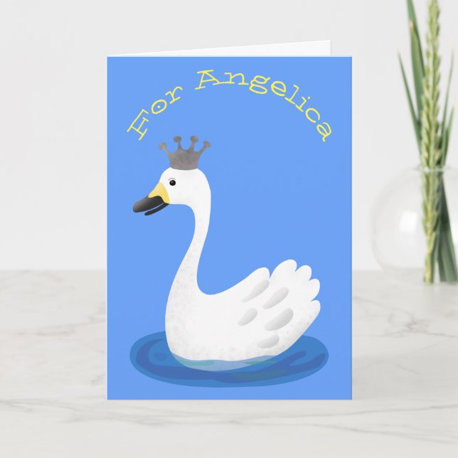 Cartão Cisne branco-branco com desenho animado (Frente)