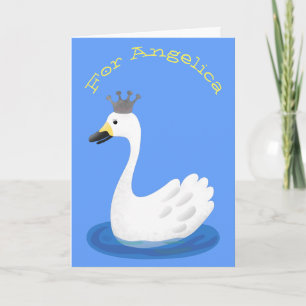 Cartão Cisne branco-branco com desenho animado