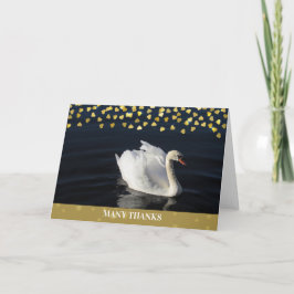 Cartão Cisne com corações Dourados
