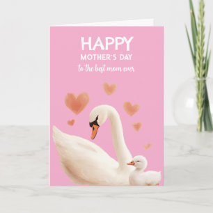 Cartão Cisne Fofo Animal Desenho Animado Feliz Dia das Mã