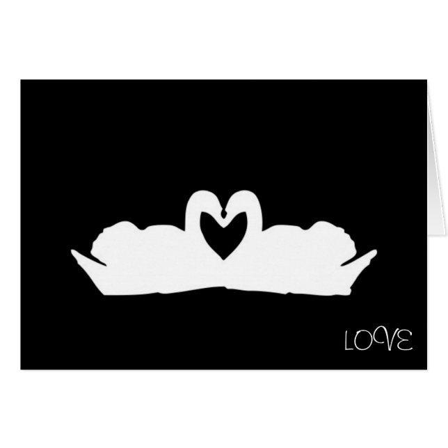 Cartão Cisnes De Amor Preto E Branco (Frente Horizontal)