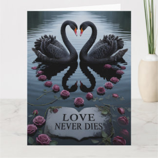 Cartão Cisnes Negros Românticos Reflexo do Coração com Te