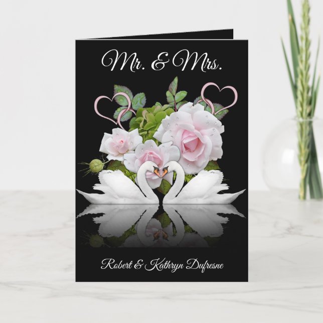 Cartão Cisnes Personalizados Casamento/Aniversário (Frente)