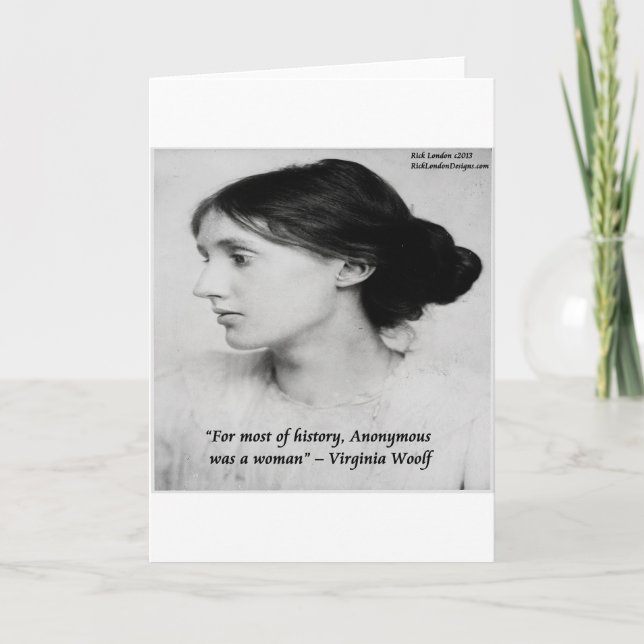 Cartão Citação Anônima de Virginia Woolf Era uma Mulher (Frente)