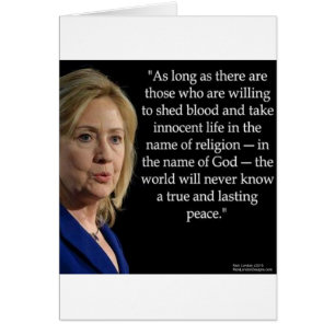 Cartão Citação da Religião do Sangue de Hillary Clinton