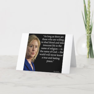 Cartão Citação da Religião do Sangue de Hillary Clinton