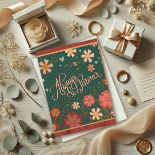 Cartão Citação de Amor Floral Elegante Sempre e Para Semp