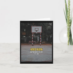 Cartão Citação de Motivação de Basquetebol Trabalho Duro 
