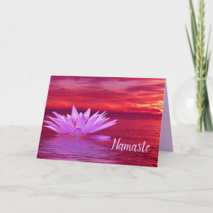 Cartão Citação de Namaste Obrigado Lotus no Oceano no S