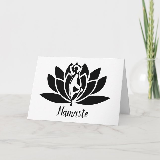 Cartão Citação de Namaste Obrigado Yoga Lotus (Frente)