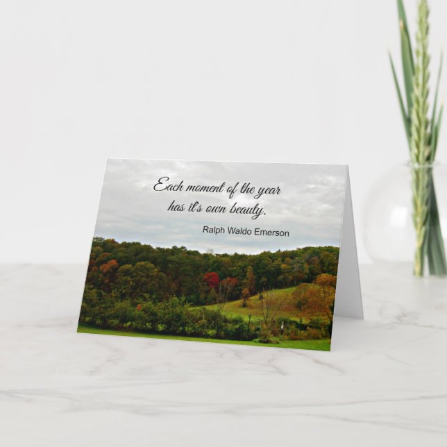 Cartão Citação de Ralph Emerson: Cada momento do ano (Frente)