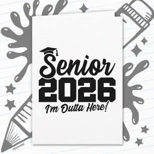 Cartão Citação engraçada de formatura Senior 2026 Estou F