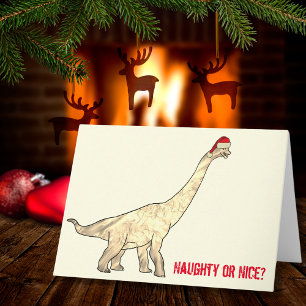 Cartão Citação engraçada de Natal do dinossauro Brachiosa
