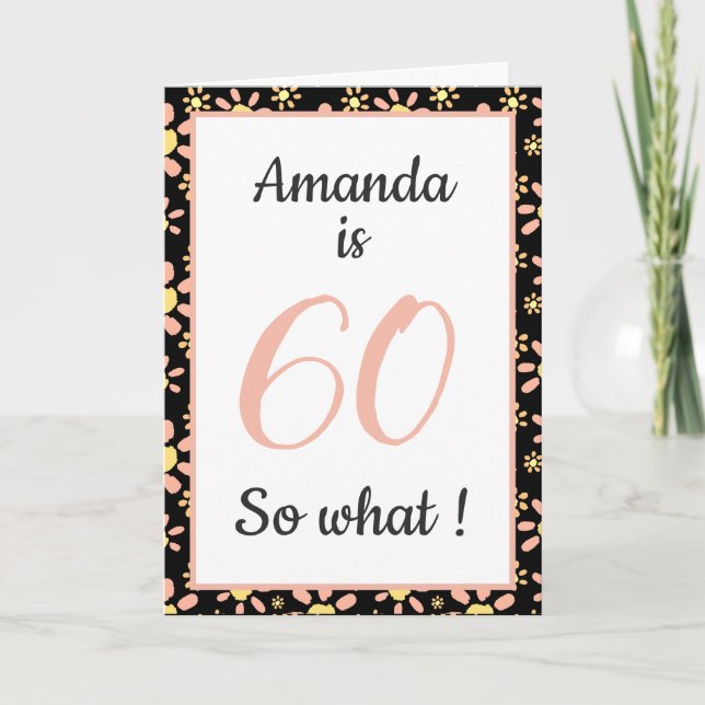 Cartão Citação Engraçada Flor Padrão Floral 60º Aniversár (Frente)