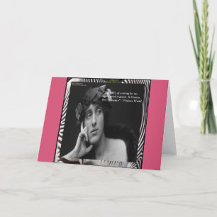 Cartão Citação Escrevendo de Virginia Woolf W/Zebra Strip
