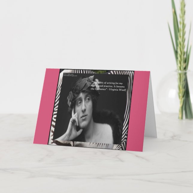 Cartão Citação Escrevendo de Virginia Woolf W/Zebra Strip (Frente)