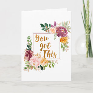 Cartão Citação Motivacional Rosa Floral Colorida Bonita