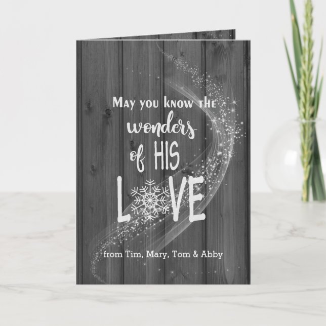 Cartão Citação natalícia sobre madeira preta com luzes (Frente)