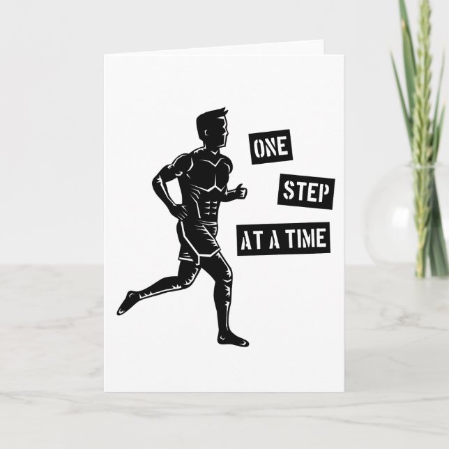 Cartão Citação Preta Motivacional de Corrida (Frente)