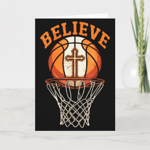 Cartão Citação Retro Acredite Motivação Cristã Basquetebo