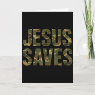 Cartão Citação Vintage Fé Cristã Jesus Salva Camo 