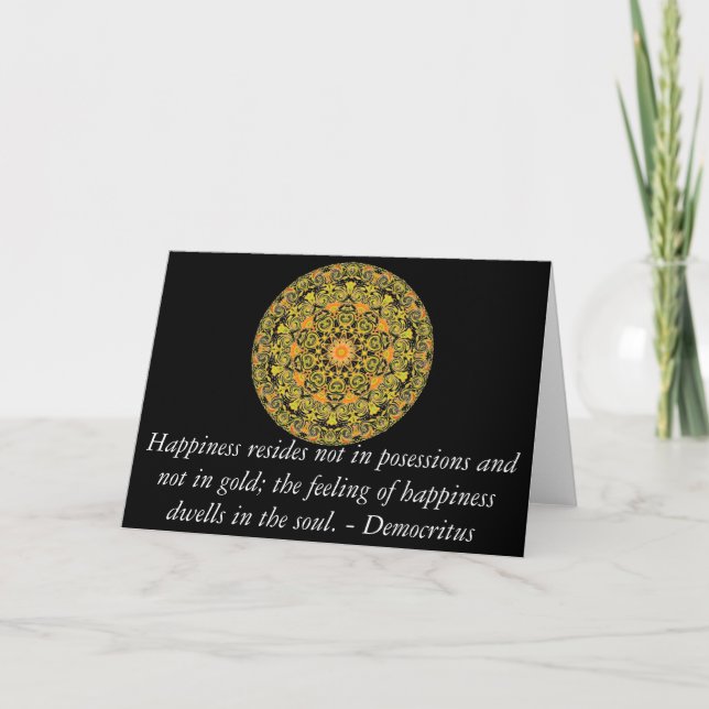 Cartão Citações de Democritus sobre a felicidade (Frente)