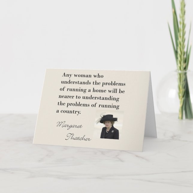 Cartão Citações de Margaret Thatcher "que funcionam um (Frente)