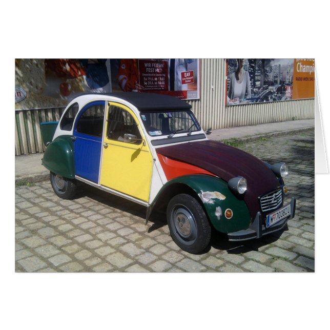 Cartão Citroen 2 CV colorido (Frente horizontal)