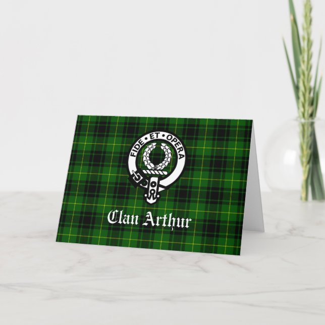 Cartão Clan Arthur / MacArthur Crest e Tartan (Frente)