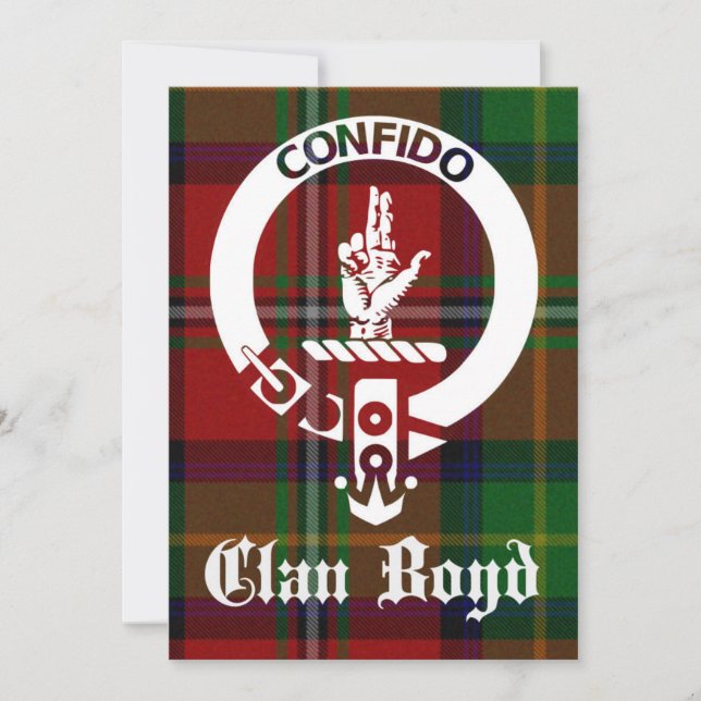 Cartão Clan Boyd Crest Tartan Saudação (Frente)