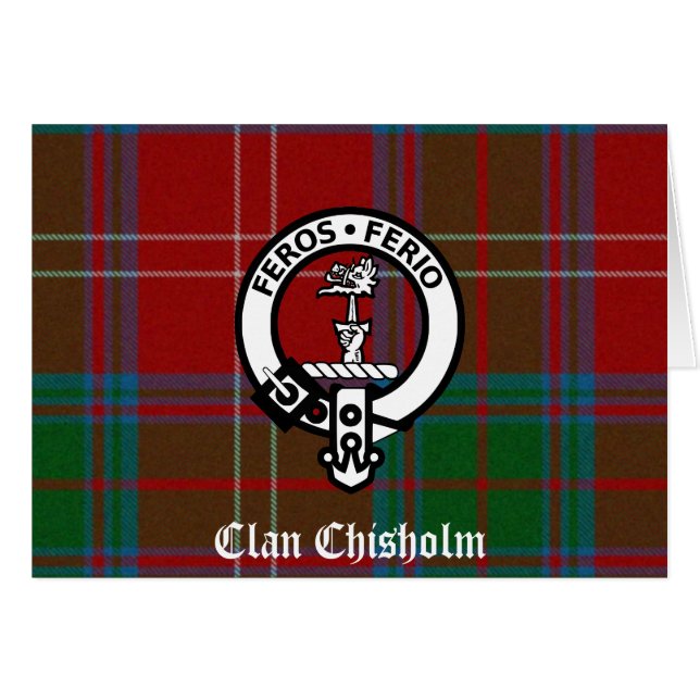Cartão Clan Chisholm Tartan & Crest Crachá (Frente Horizontal)