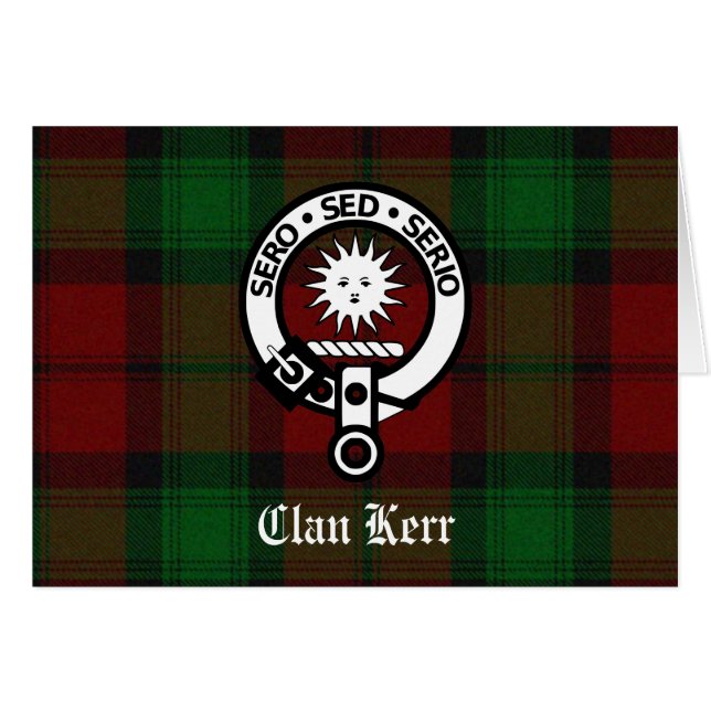 Cartão Clan Kerr Crest Crachá Tartan (Frente Horizontal)