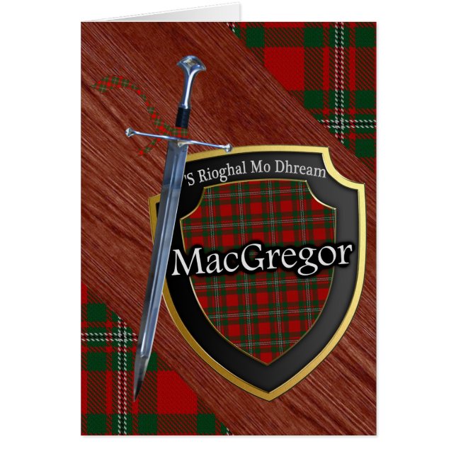 Cartão Clan MacGregor Tartan Scottish Shield & Sword (Frente)