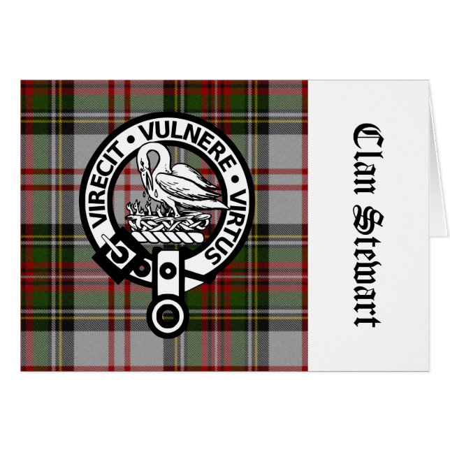 Cartão Clan Stewart Crest & Tartan (Frente Horizontal)